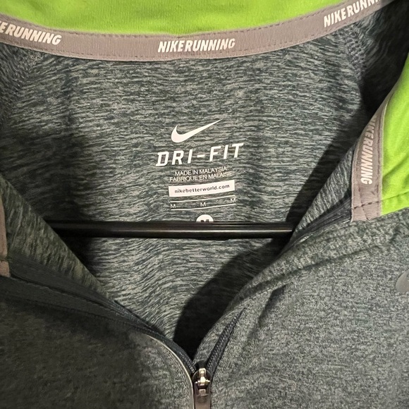 Nike Dri-Fit Running Jacket Grey/Neon Green Size M - Picture 2 of 4